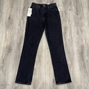 Denim Forum High-Rise Straight Jeans in Black Wash